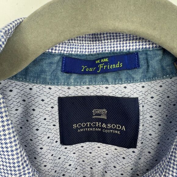 Scotch & Soda Shirt Men Extra Large Blue Striped Button Up Long Sleeve Amsterdam - Picture 3 of 9